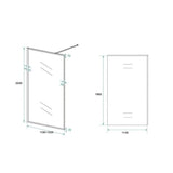 Inloopdouche Olivia 120x200cm Helder Glas Mat Zwart Raamwerk