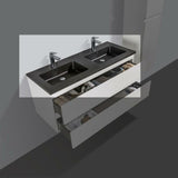 Kwartsteen wastafel Tieme zwart 120 cm met kraangat