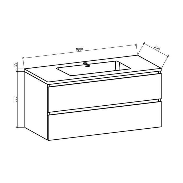 Onderkast badkamermeubel Tieme mat grijs 100x50x48cm