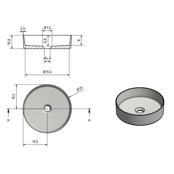 Solid surface waskom Tess greige
