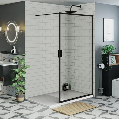 Inloopdouche Olivia 120x200cm Helder Glas Mat Zwart Raamwerk