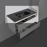 Kwartsteen wastafel Tieme 100cm zwart zonder kraangat