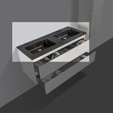 Kwartsteen wastafel Tieme 120cm zwart zonder kraangat