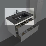 Kwartsteen wastafel Tieme zwart 80 cm met kraangat