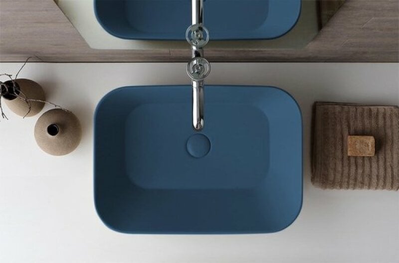 Mees design waskom rechthoek mat blauw