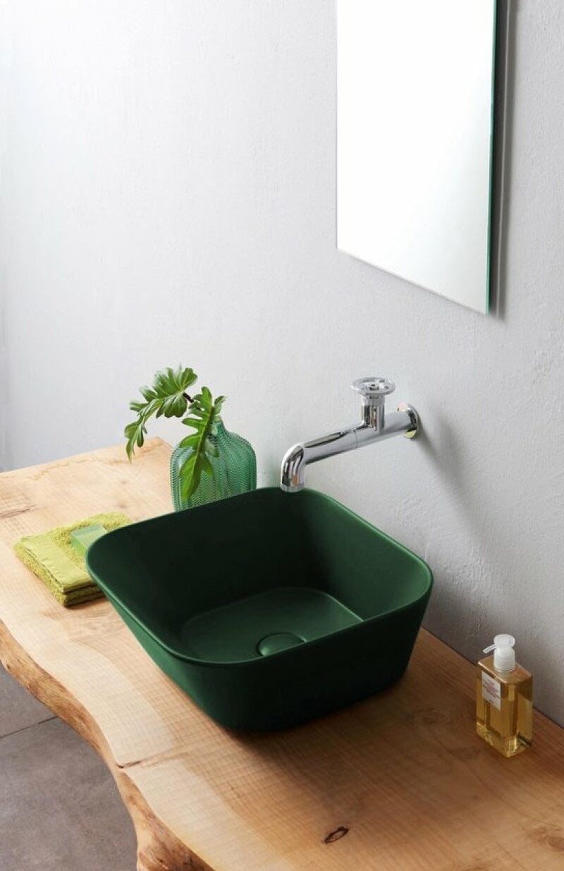 Mees design waskom vierkant mat groen