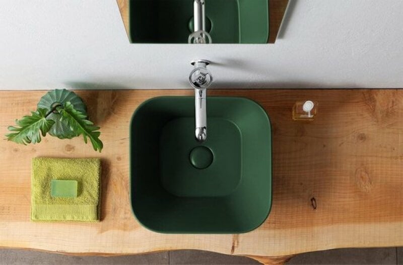 Mees design waskom vierkant mat groen