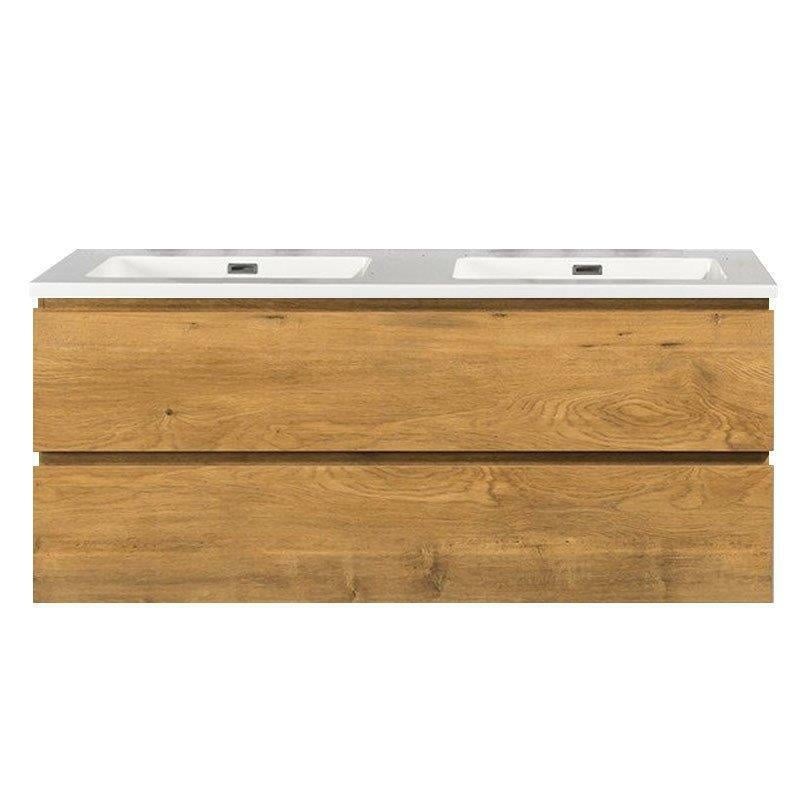 Mineraalmarmer wastafel Tieme 120cm wit zonder kraangat