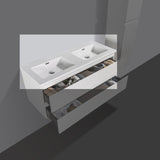 Mineraalmarmer wastafel Tieme 120cm wit zonder kraangat