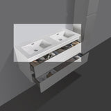 Mineraalmarmer wastafel Tieme 120cm wit zonder kraangat