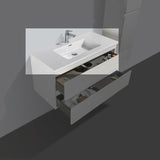 Mineraalmarmer wastafel Tieme wit 100 cm met kraangat