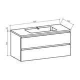 Onderkast badkamermeubel Tieme mat eiken 100x50x48cm