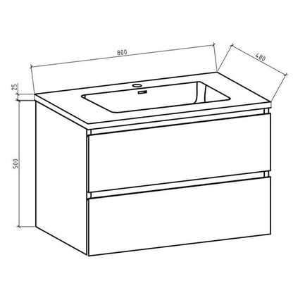Onderkast badkamermeubel Tieme mat grijs 80x50x48cm