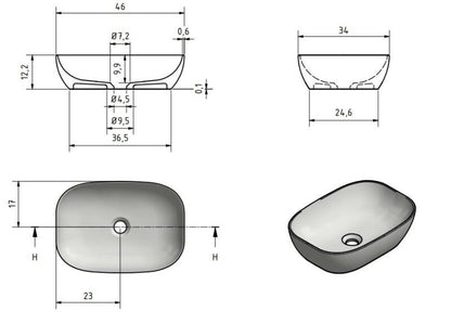Solid surface waskom Maud wit