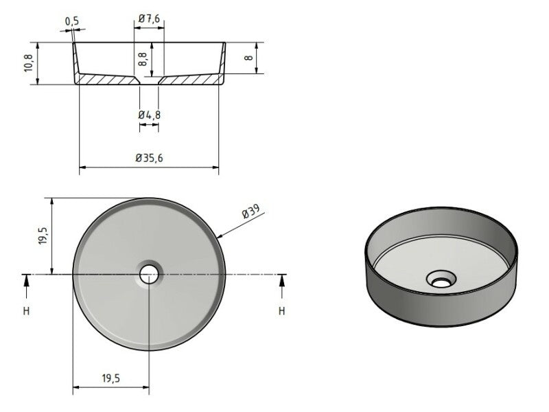 Solid surface waskom Tess goud EXT