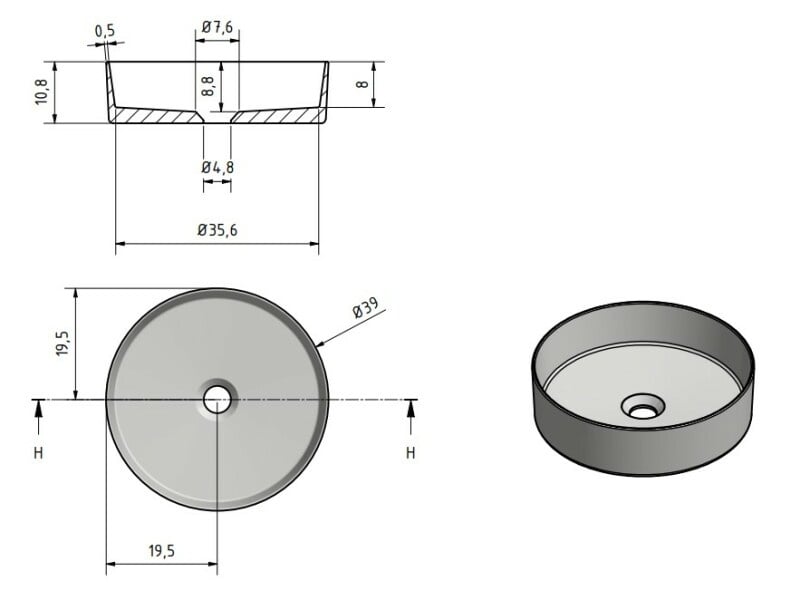 Solid surface waskom Tess greige