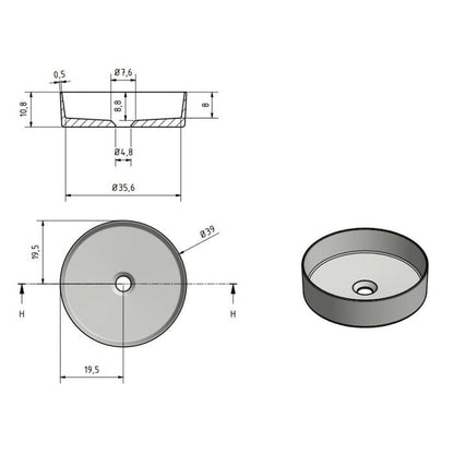 Solid surface waskom Tess wit