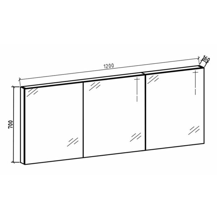 Spiegelkast Tieme mat zwart 120x70x16cm