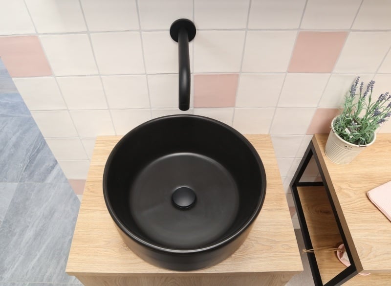 Waskom keramiek mat zwart 40x40x15cm